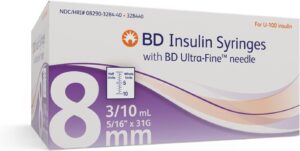 BD Ultra-Fine Short Needle Insulin Syringes - 31G 3/10cc 8mm (5/16”)