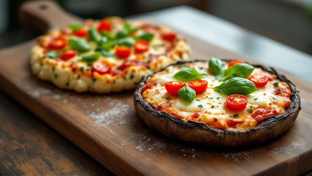 cauliflower and portobello crusts